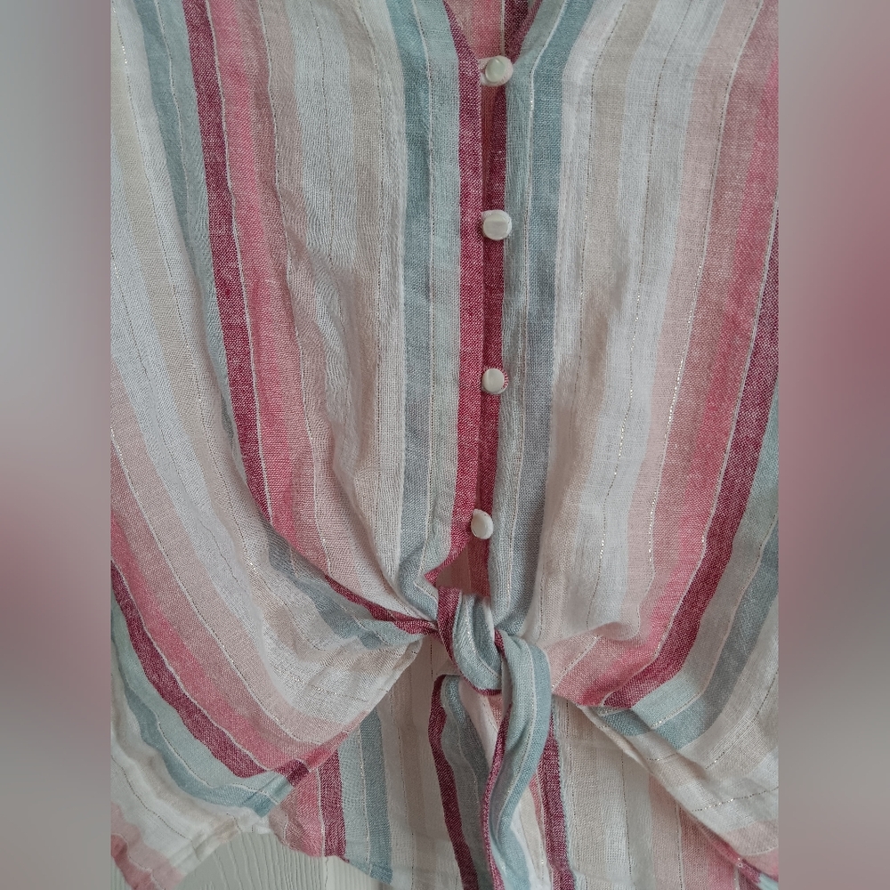 Rails Thea Linen Tie Top In Tropic Stripe. Size S. - image 6